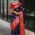 Blue red silk blend saree with blouse