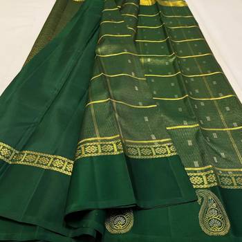 Green silk blend sarees with blouse piece 1