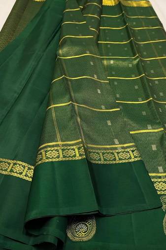 Green silk blend sarees with blouse piece