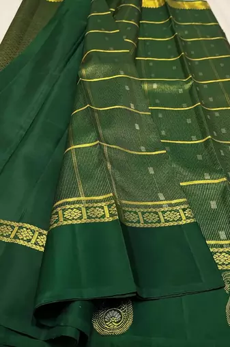 Green silk blend sarees with blouse piece