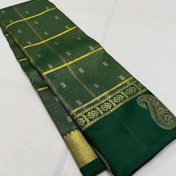 Green silk blend sarees with blouse piece 3