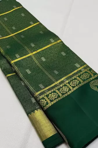 Green silk blend sarees with blouse piece