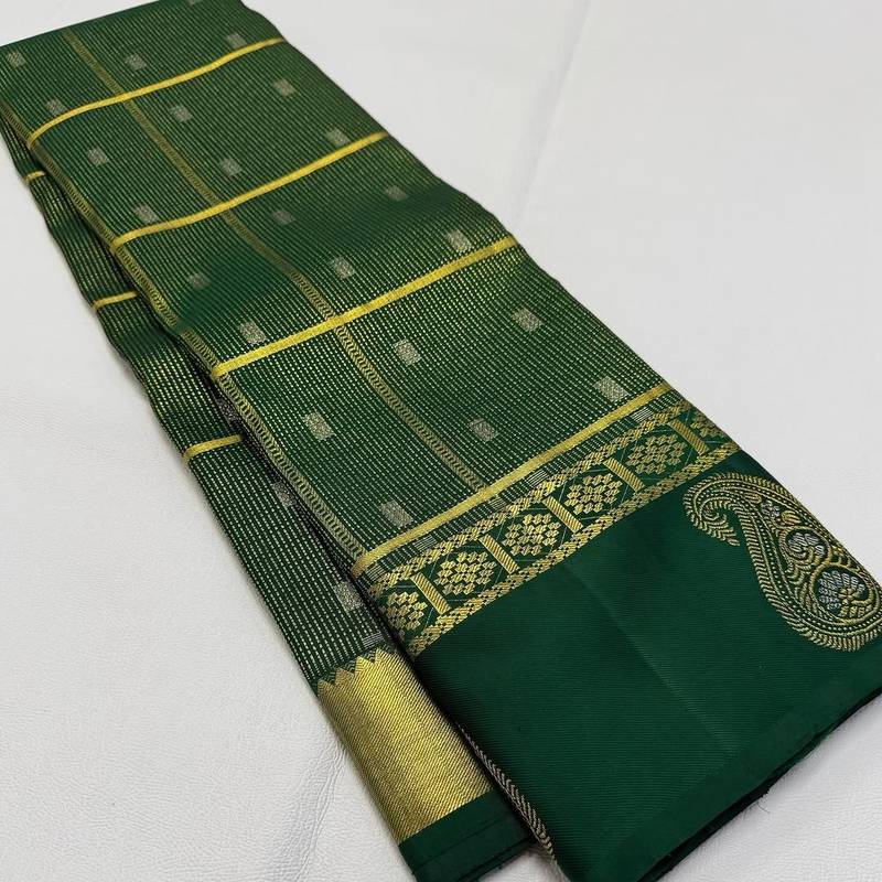 Green silk blend sarees with blouse piece