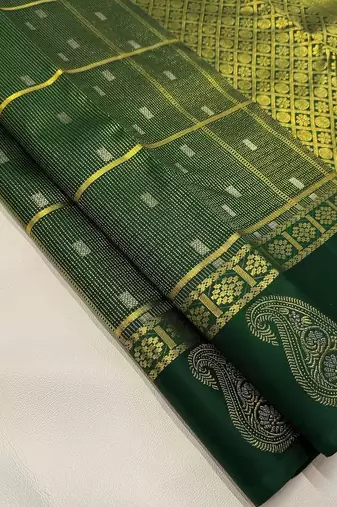 Green silk blend sarees with blouse piece