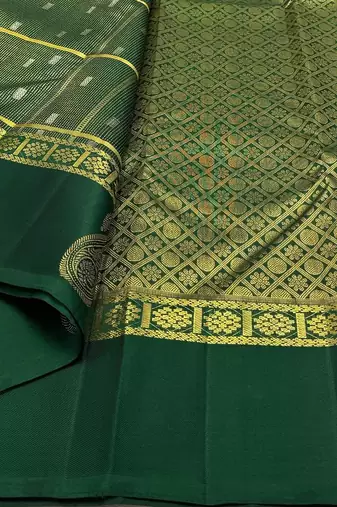 Green silk blend sarees with blouse piece