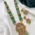 Royal elephant emerald beaded Necklace :: set - antique gold temple jewelry with ruby accents (designer collection)