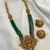 Emerald temple Necklace :: set - antique gold goddess design with multi-strand beads (traditional collection)