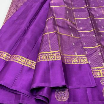 Purple silk blend saree with blouse piece 1