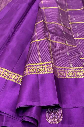 Purple silk blend saree with blouse piece