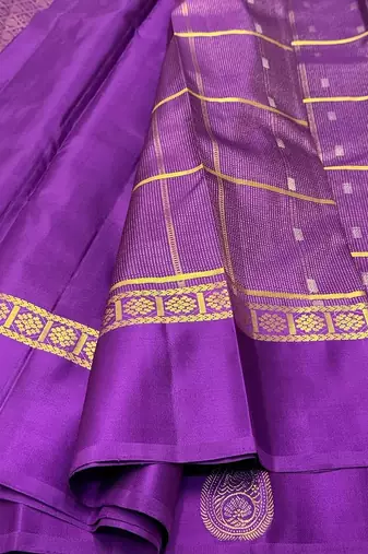 Purple silk blend saree with blouse piece