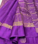 Purple silk blend saree with blouse piece
