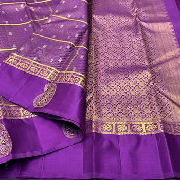 Purple silk blend saree with blouse piece 2