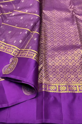 Purple silk blend saree with blouse piece