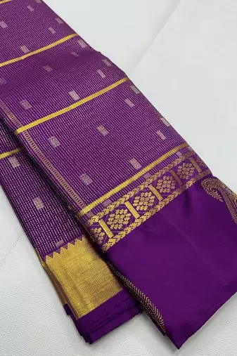 Purple silk blend saree with blouse piece