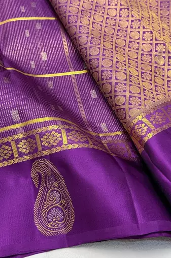 Purple silk blend saree with blouse piece