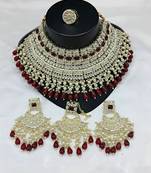 Royal pearl and crystal choker set - gold-plated wedding jewelry with earrings and ring