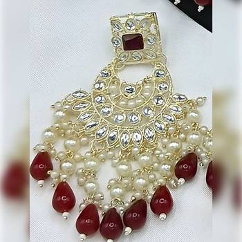 Royal pearl and crystal choker set - gold-plated wedding jewelry with earrings and ring 2