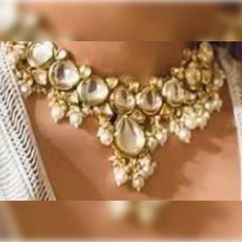 Classic gold-plated polki choker Necklace :: with pearl clusters - elegant traditional wedding jewelry" 1