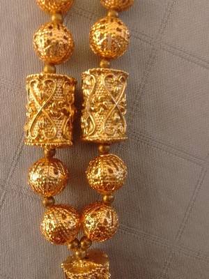 Elegant gold beaded tassel Necklace :: - traditional indian long chain jewelry 2