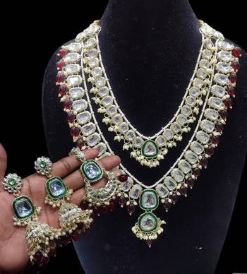 Royal polki kundan Necklace :: set with maroon accents - vintage-inspired bridal collection 1
