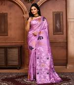 Purple tussar silk jamdani saree with blouse piece