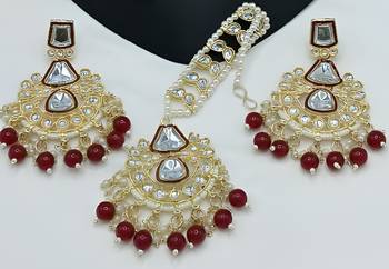 Kundan choker set with pearl tassels - premium glass cut stone wedding collection 2