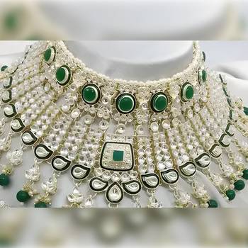 Elegant pearl choker Necklace :: set with kundan work and matching earrings - bridal wedding collection 2