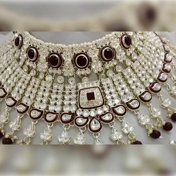 Elegant pearl choker Necklace :: set with kundan work and matching earrings - bridal wedding collection 2
