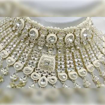 Elegant pearl choker Necklace :: set with kundan work and matching earrings - bridal wedding collection 2