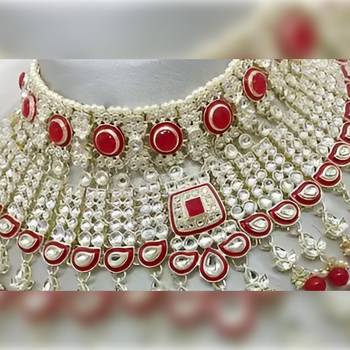 Elegant pearl choker Necklace :: set with kundan work and matching earrings - bridal wedding collection 2