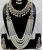 Kundan pearl bridal jewelry set-traditional gold-plated indian wedding necklace set with earrings, maangtikka & bracelet