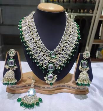 Royal polki kundan Necklace :: set with green emerald accents - vintage-inspired bridal collection 2