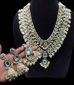 Royal polki kundan necklace set with white accents - vintage-inspired bridal collection