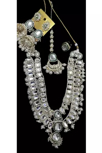 Royal polki kundan Necklace :: set with white accents - vintage-inspired bridal collection