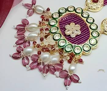 Emerald green kundan crystal maharni har long set - luxurious traditional indian jewelry 2
