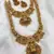 Majestic two-tier lakshmi temple Necklace :: set - antique gold bridal jewelry with multi-stone accents