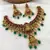 Luxurious lakshmi goddess temple jewelry Necklace :: set - antique gold with emerald green and ruby red gemstones
