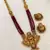 Antique-finish goddess ruby beaded Necklace :: & stud earring set - traditional kemp stone temple jewelry
