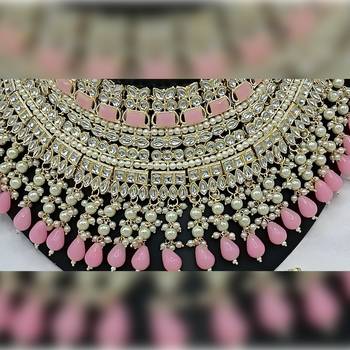 Royal pearl and crystal choker set - gold-plated wedding jewelry with earrings and ring 3