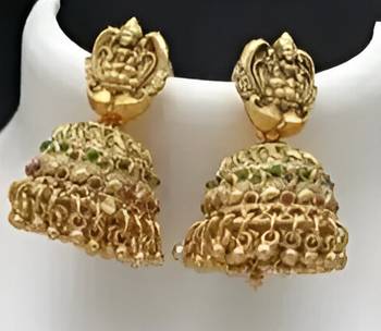 Bridal lakshmi temple Necklace :: set     gold-plated ethnic jewelry with jhumka earrings 2