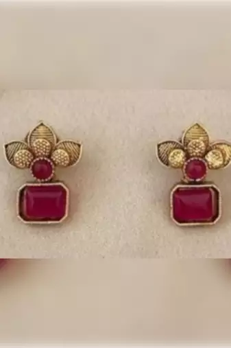 Antique gold ruby floral choker set - adjustable designer Necklace :: - traditional indian wedding jewelry collection