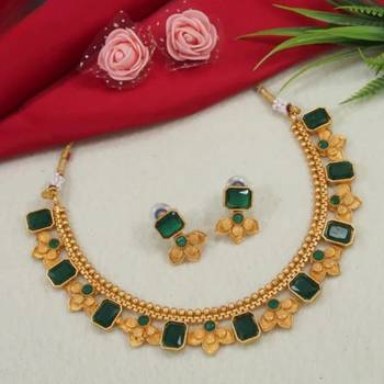 Antique gold floral choker set - adjustable designer Necklace ::  - traditional indian wedding jewelry collection 1