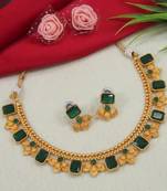 Antique gold floral choker set - adjustable designer necklace  - traditional indian wedding jewelry collection