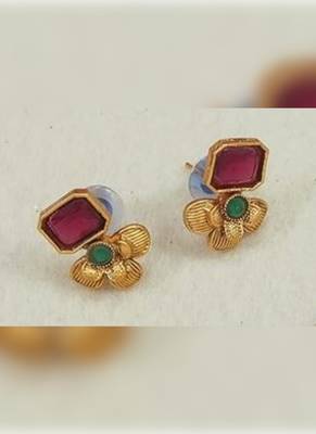 Antique gold ruby green floral choker set - adjustable designer Necklace ::  - traditional indian wedding jewelry set 2