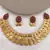Traditional lakshmi coin Necklace :: set with vibrant red stones - antique gold temple jewelry set