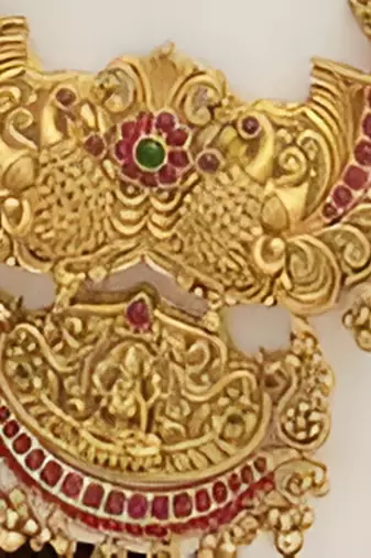 Traditional pearl & gold temple Necklace :: set     lakshmi design bridal jewelry