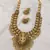 Antique gold-plated temple necklace set with pearl  | traditional south indian wedding jewelry with chandbali earrings