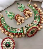 Indian gold plated meenakari kundan traditional choker bridal necklace jewelry