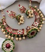 Indian gold plated meenakari kundan traditional choker bridal necklace jewelry