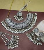 kundan choker necklace set with tikka, earrings & passa - handcrafted traditional wedding jewelry collection